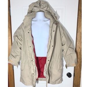 Eddie Bauer Men's EBtek Zip-Out Hoodie Goose Down Parka Sand Beige Size Medium